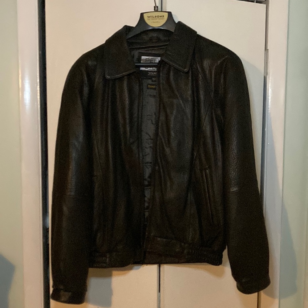 Men’s black leather jacket